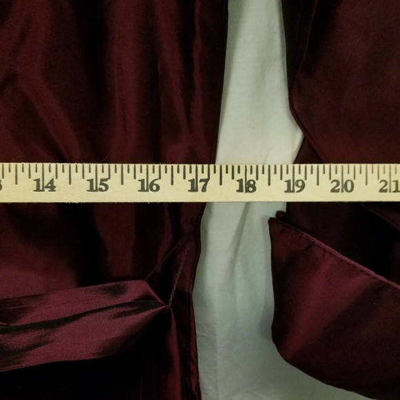 JS Collections shiny maroon satin blouse w Rhinestone Buttons women sz 12 - Picture 11 of 12